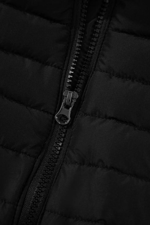 Plush Collared Quilted Zipped Puffer Vest